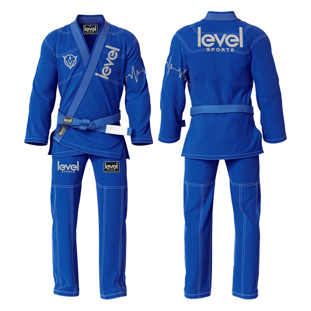 Blue jiu-jitsu Suit with two logo in front