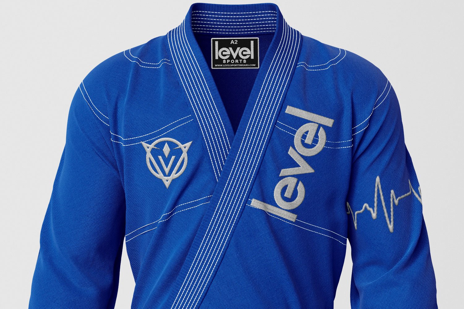 Blue jiu-jitsu Suit with two logo in front - Image 3