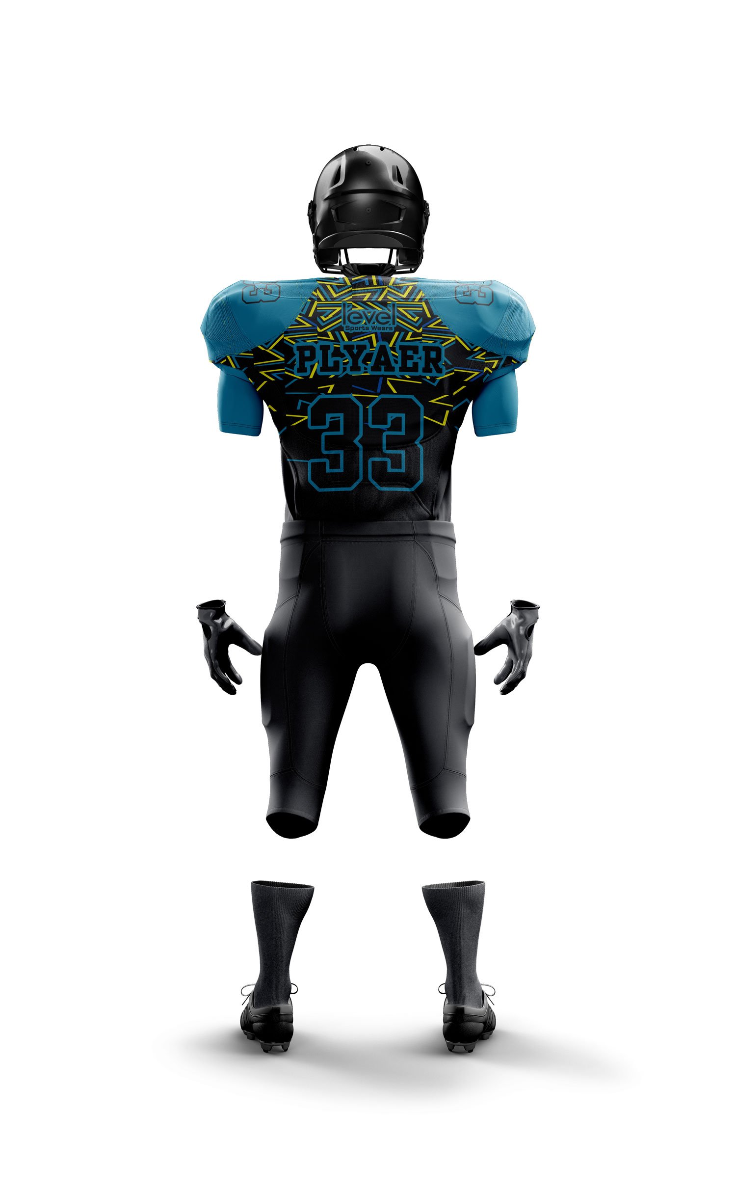 Black Blue American football uniform